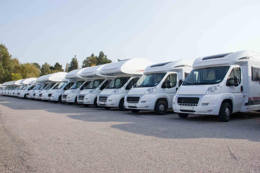 A fleet of motorhomes