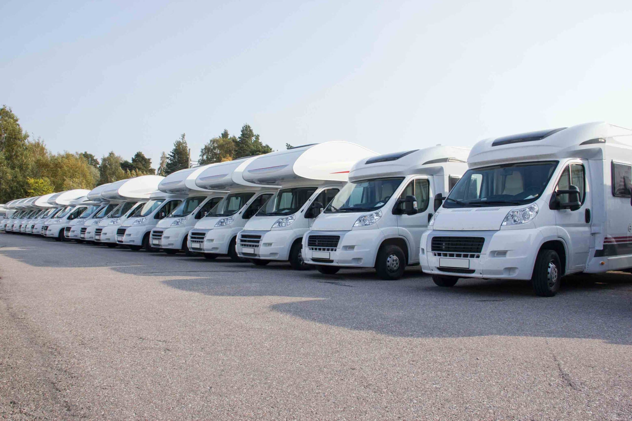 A fleet of motorhomes